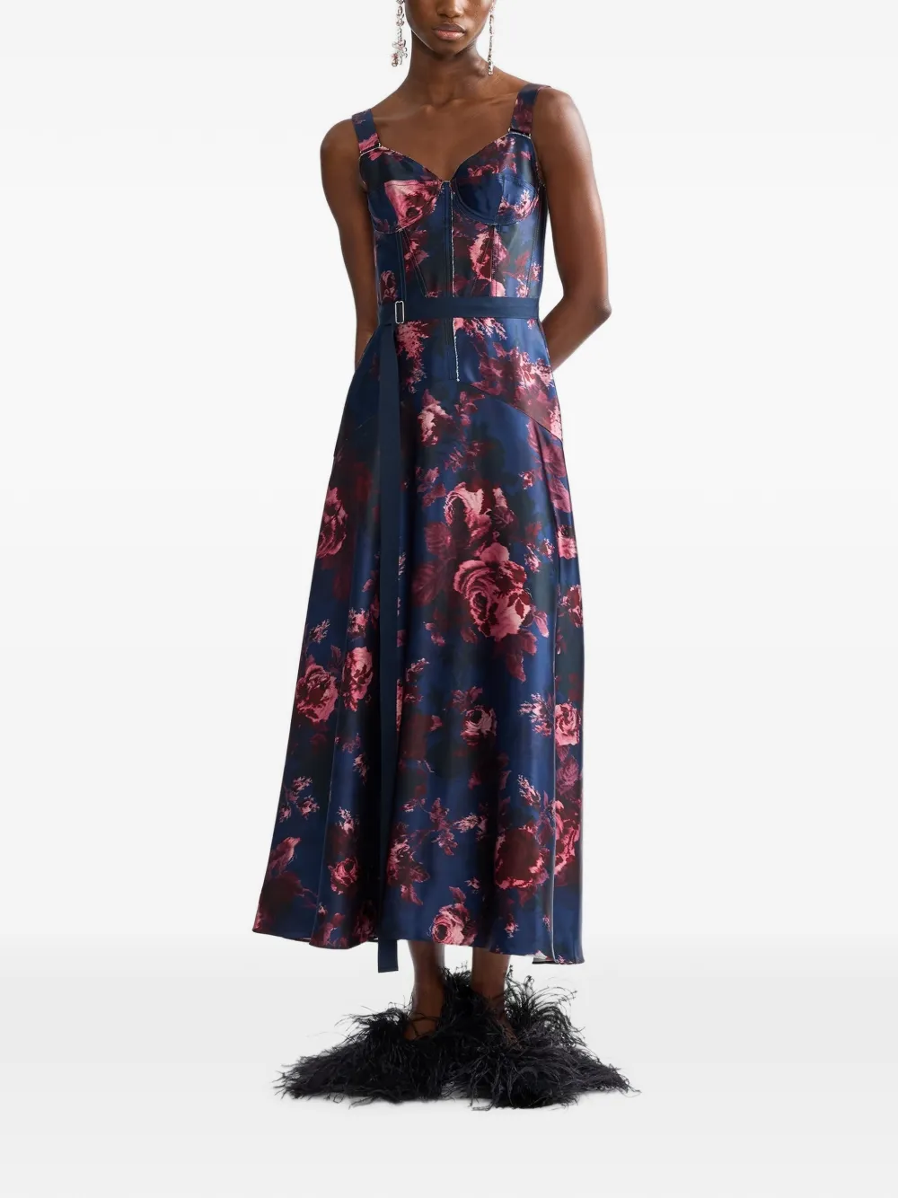 ERDEM Maxi-jurk met bloemenprint Blauw