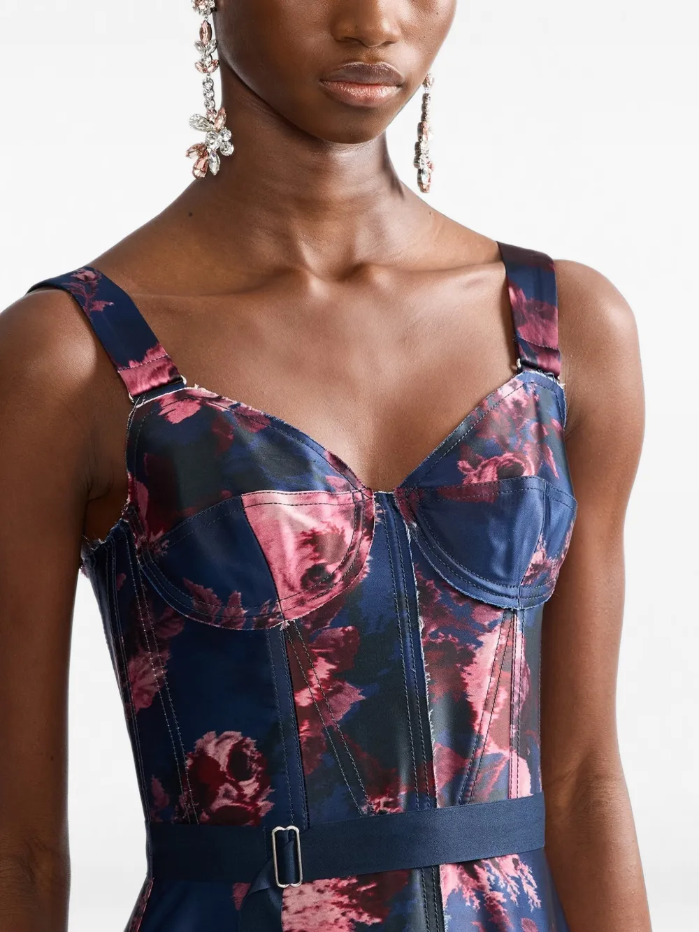 ERDEM Maxi-jurk met bloemenprint Blauw