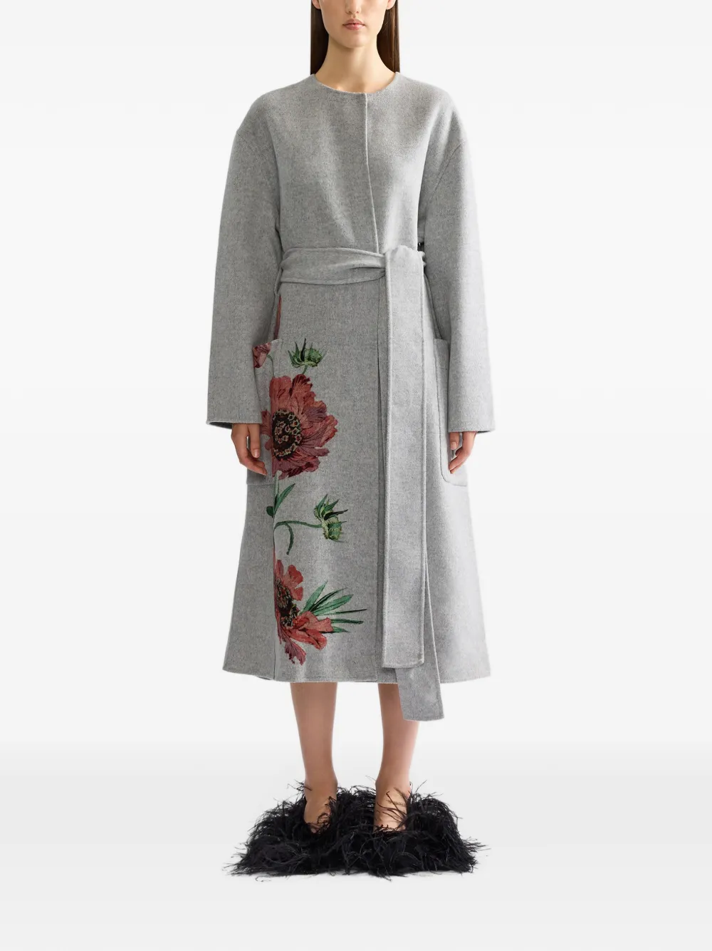 ERDEM Jas met bloemenprint Grijs