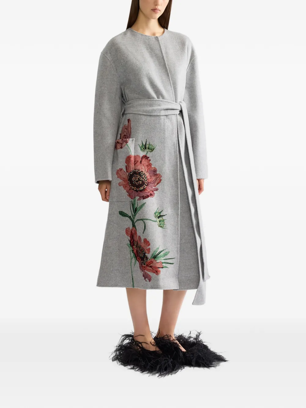 ERDEM Jas met bloemenprint Grijs