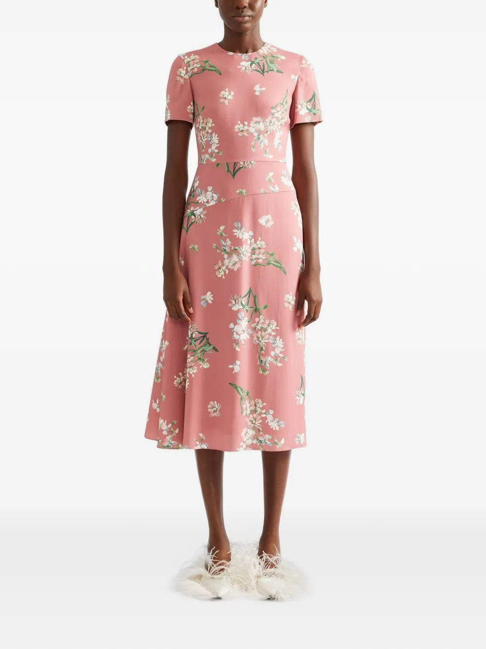 ERDEM floral-print midi dress Roze