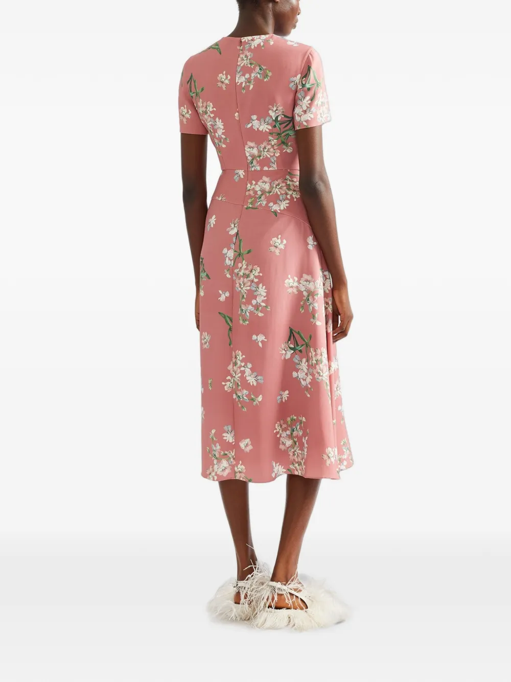 ERDEM floral-print midi dress Roze