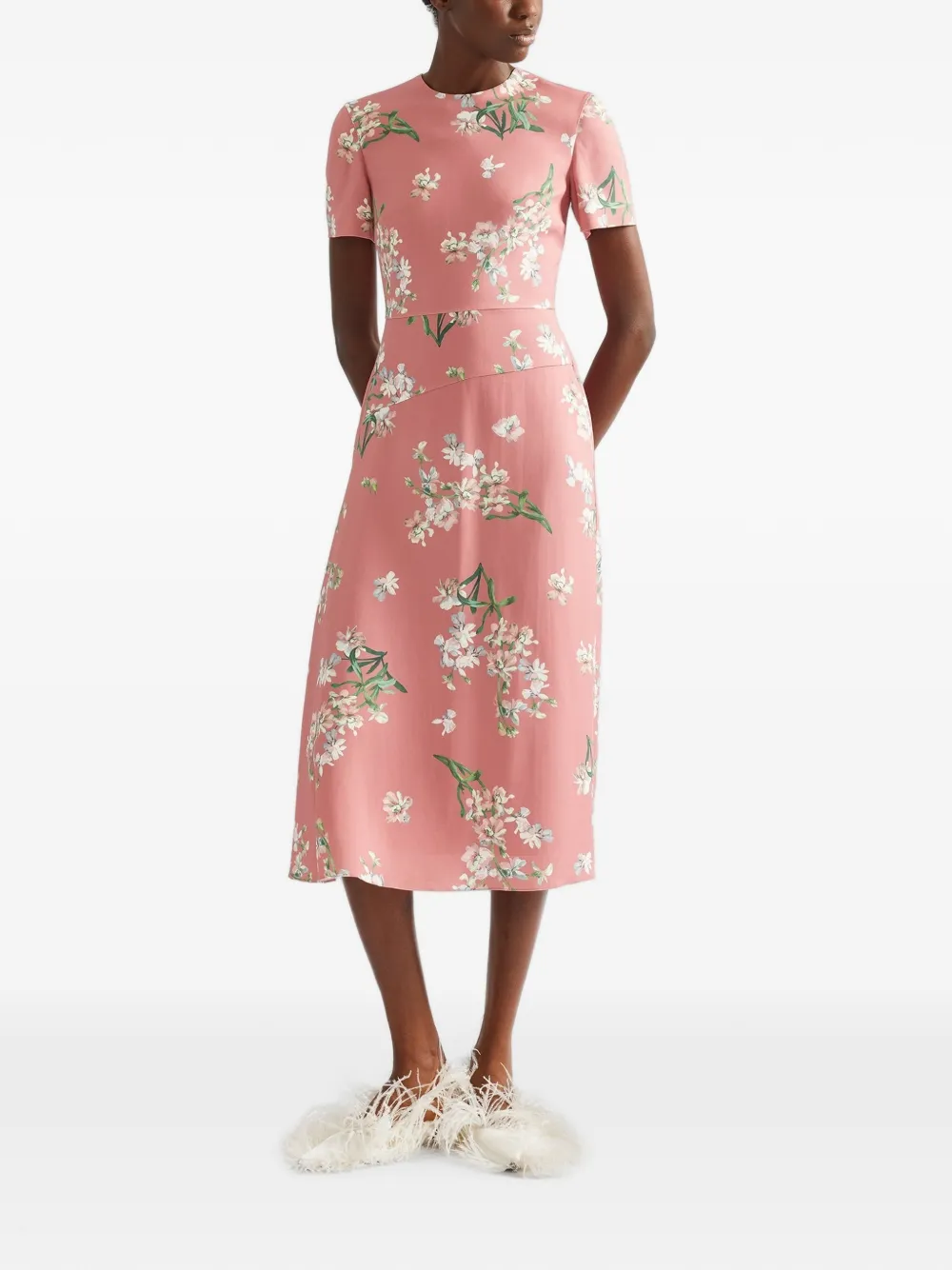 ERDEM floral-print midi dress Roze