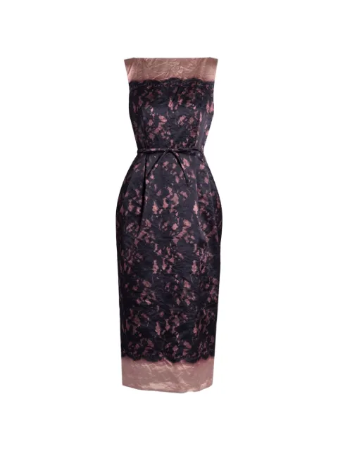 ERDEM printed textured-satin midi dress