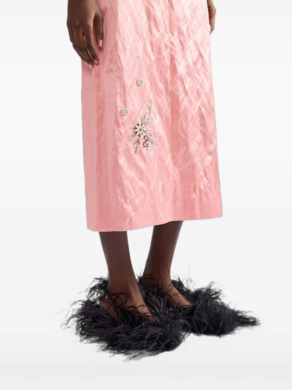 ERDEM embroidered pencil midi skirt Roze