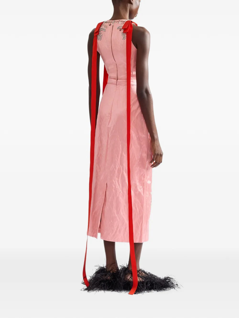 ERDEM embroidered pencil midi skirt Roze