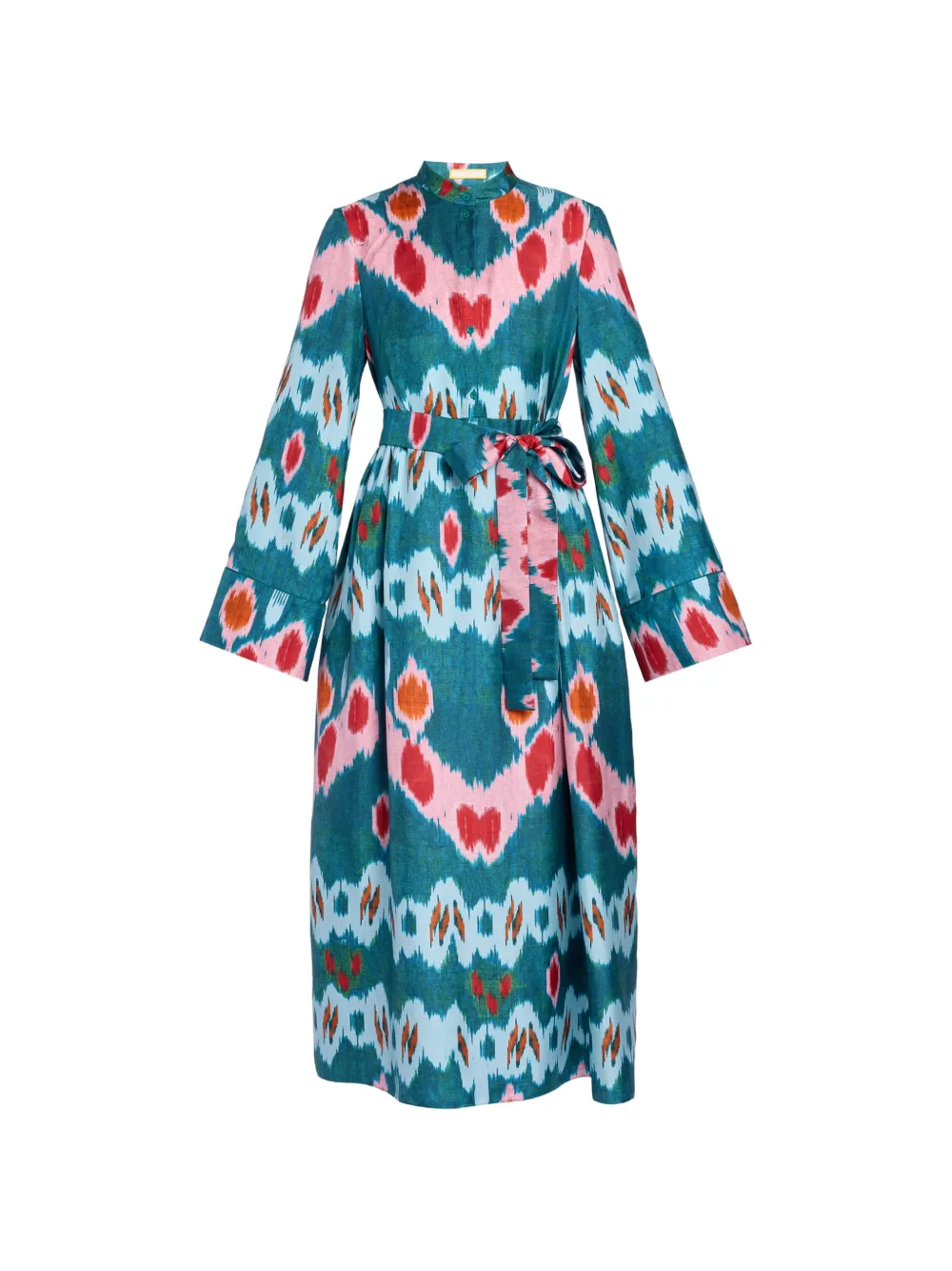 ERDEM ikat-print silk midi dress - Blu