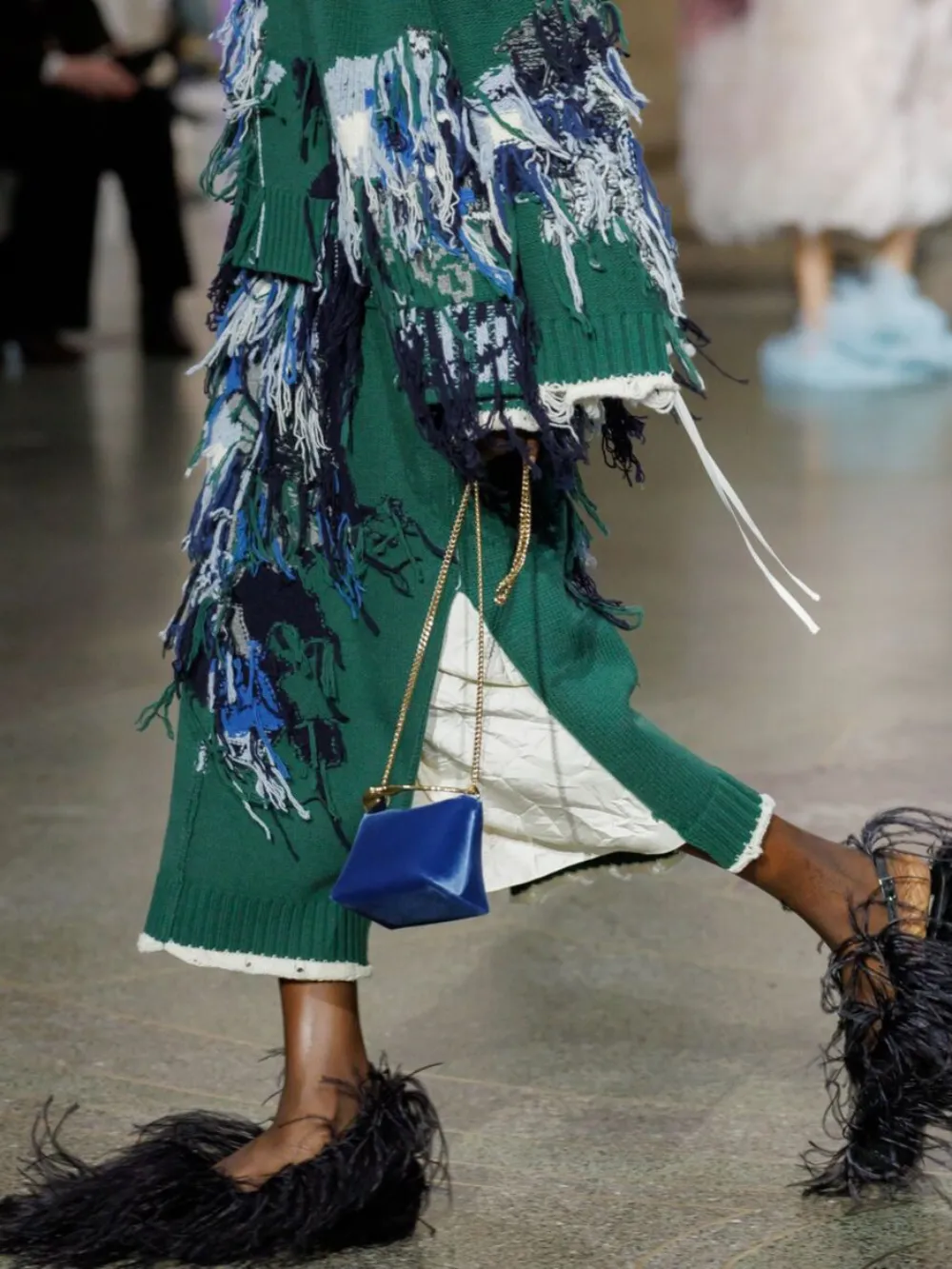 ERDEM Bloom fluwelen mini-tas Blauw