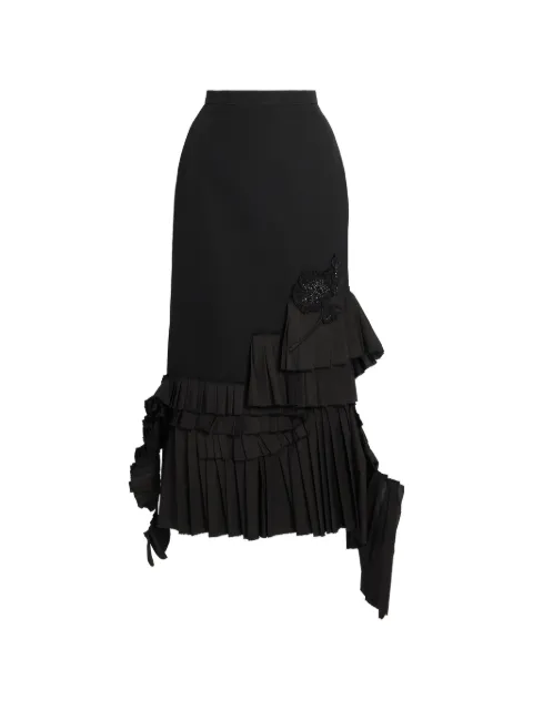 ERDEM ruffled embroidered midi skirt