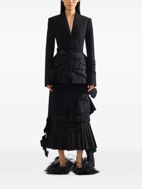 ERDEM falda midi bordada con volantes