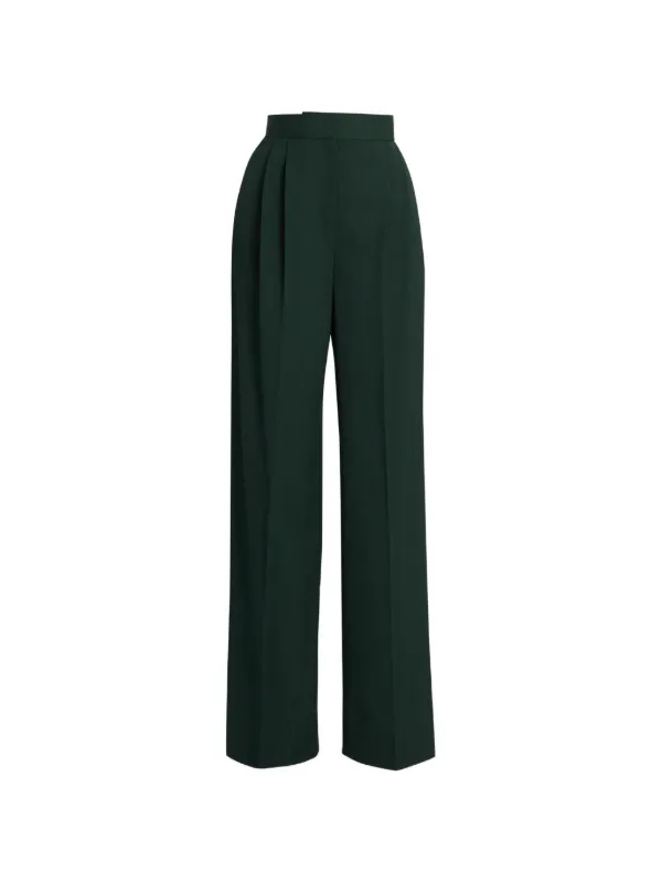 Erdem Pleated Wide-leg Trousers in Green