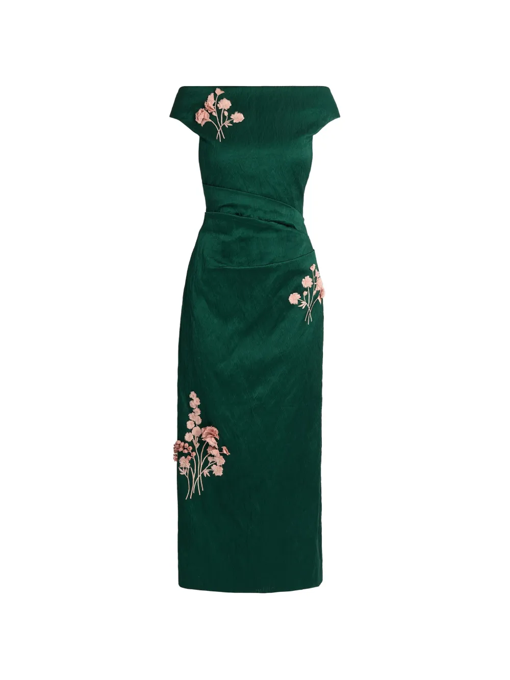 ERDEM embroidered textured-satin dress