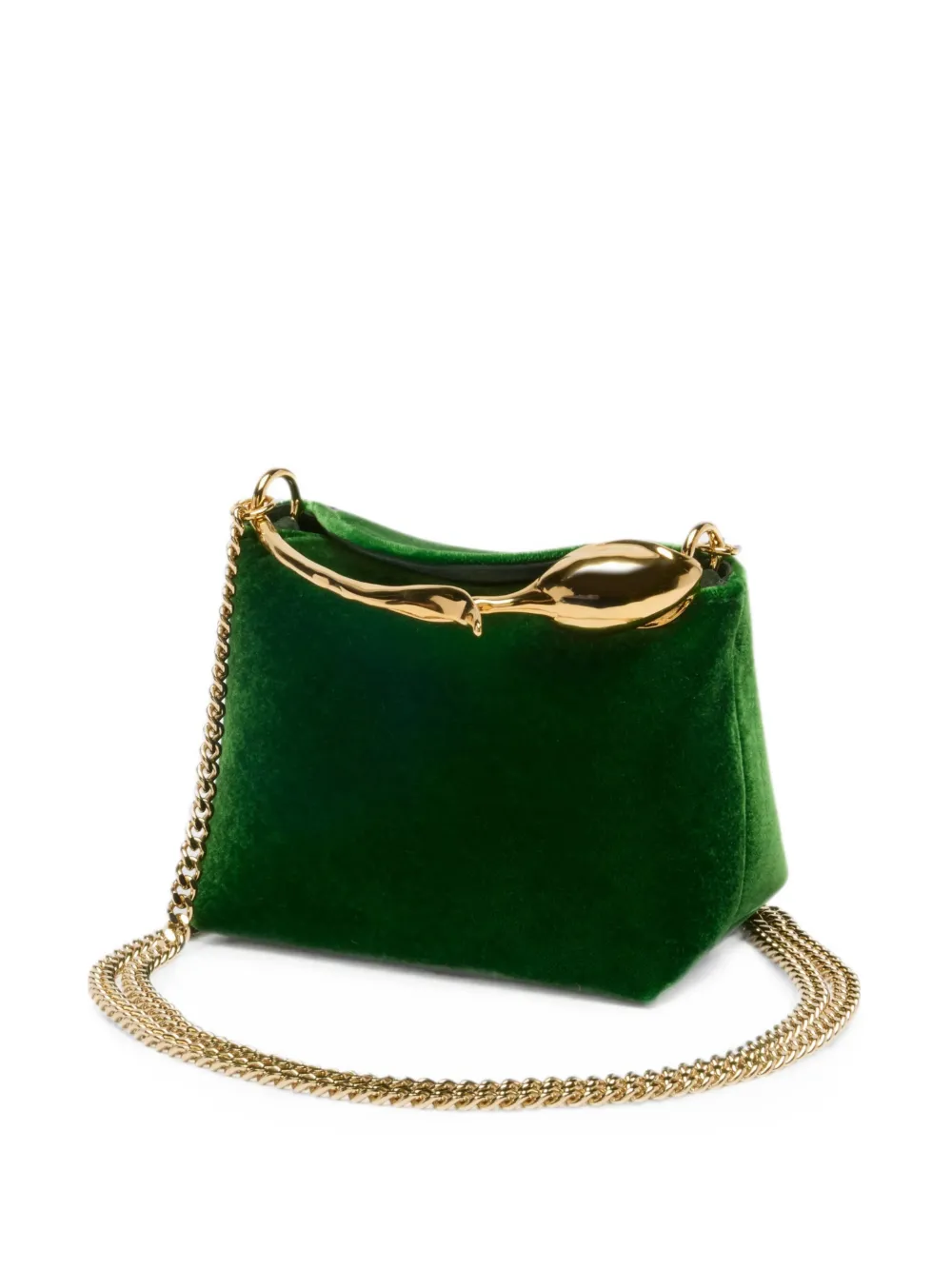 ERDEM Micro Bloom Flower-handle Velvet Tote Bag in Green, view 3