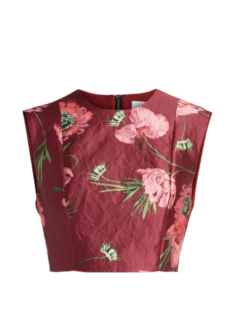 ERDEM floral-print satin crop top