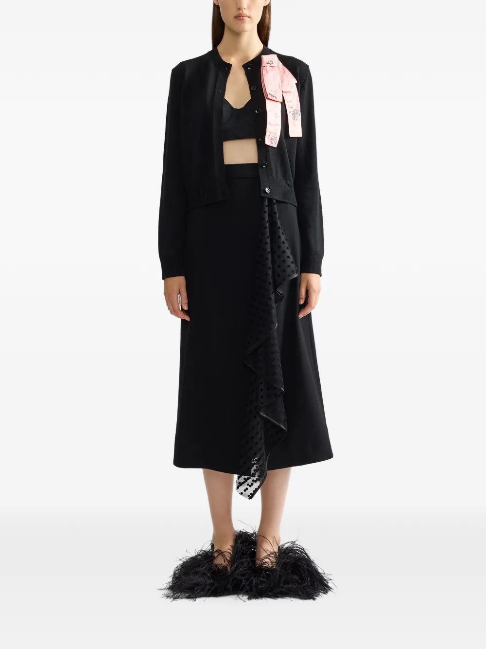 ERDEM Midi-rok met ruches Zwart