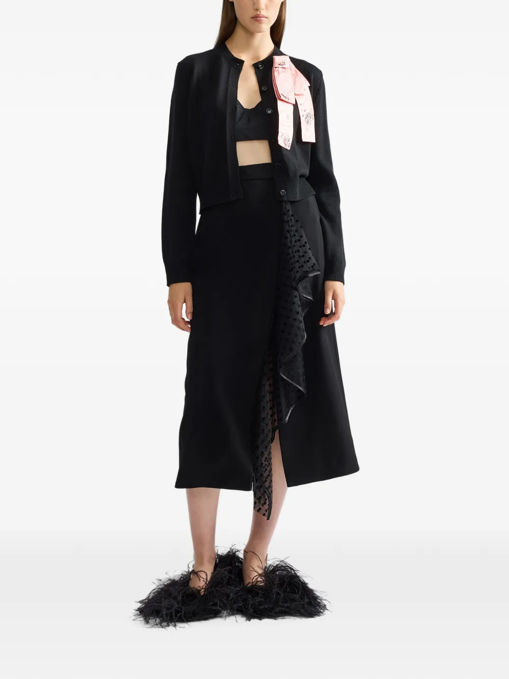 ERDEM Midi-rok met ruches Zwart