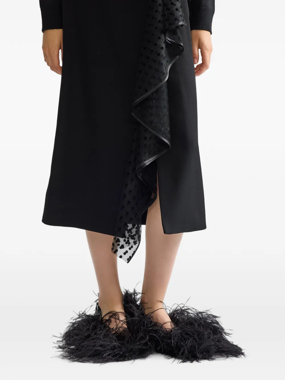 ERDEM Midi-rok met ruches Zwart