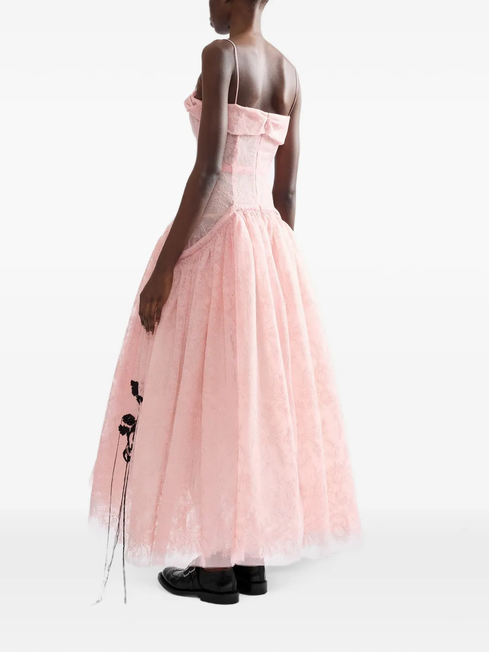 ERDEM floral-lace midi dress Roze