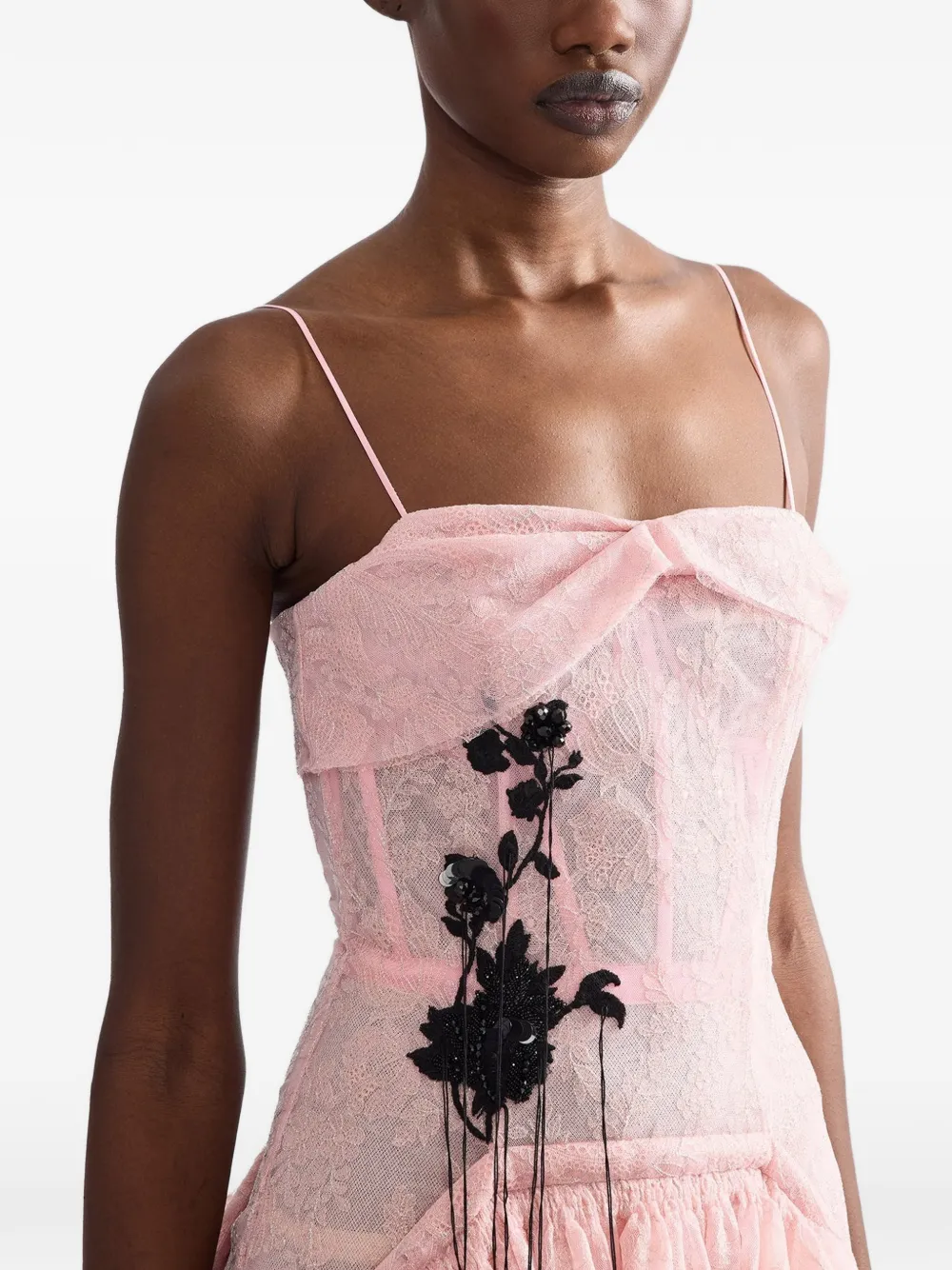 ERDEM floral-lace midi dress Roze