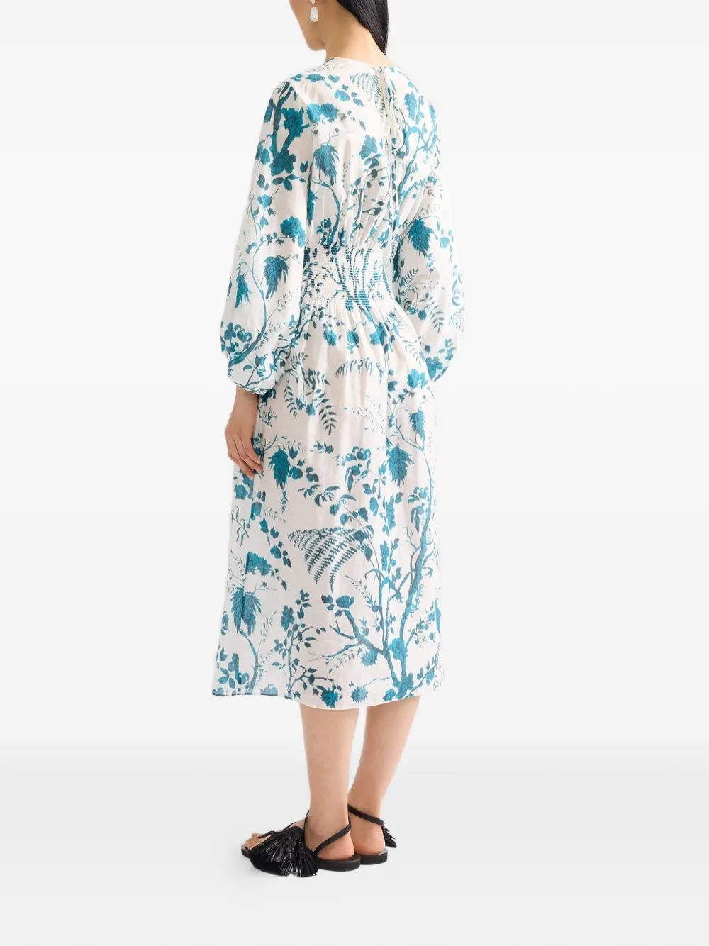 ERDEM Gelaagde midi-jurk met botanische print Wit