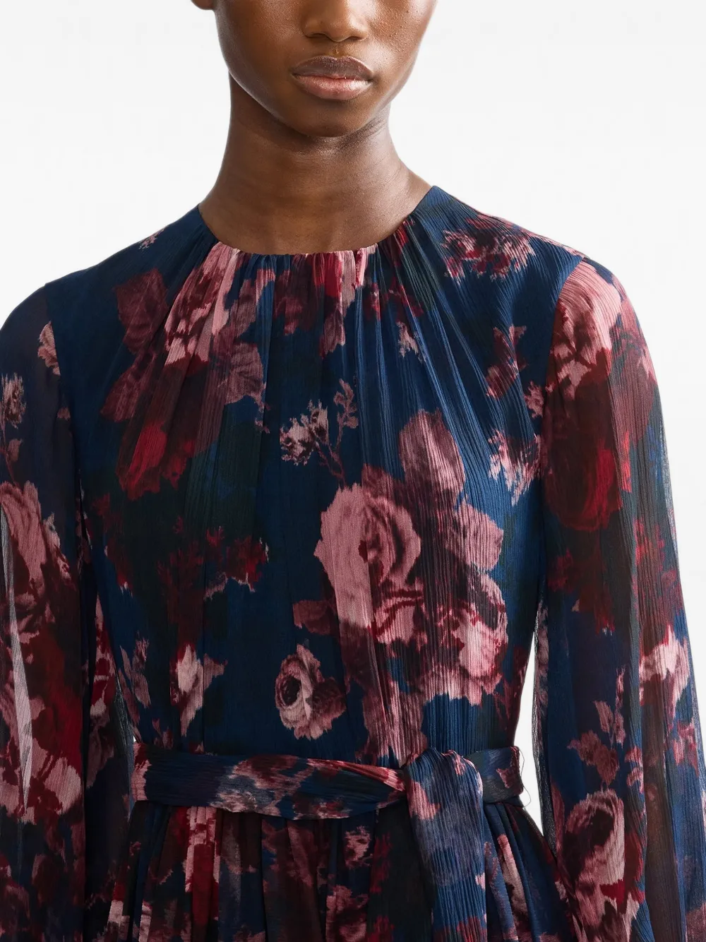 ERDEM Maxi Floral-print Silk-creponne Dress in Blue, view 5