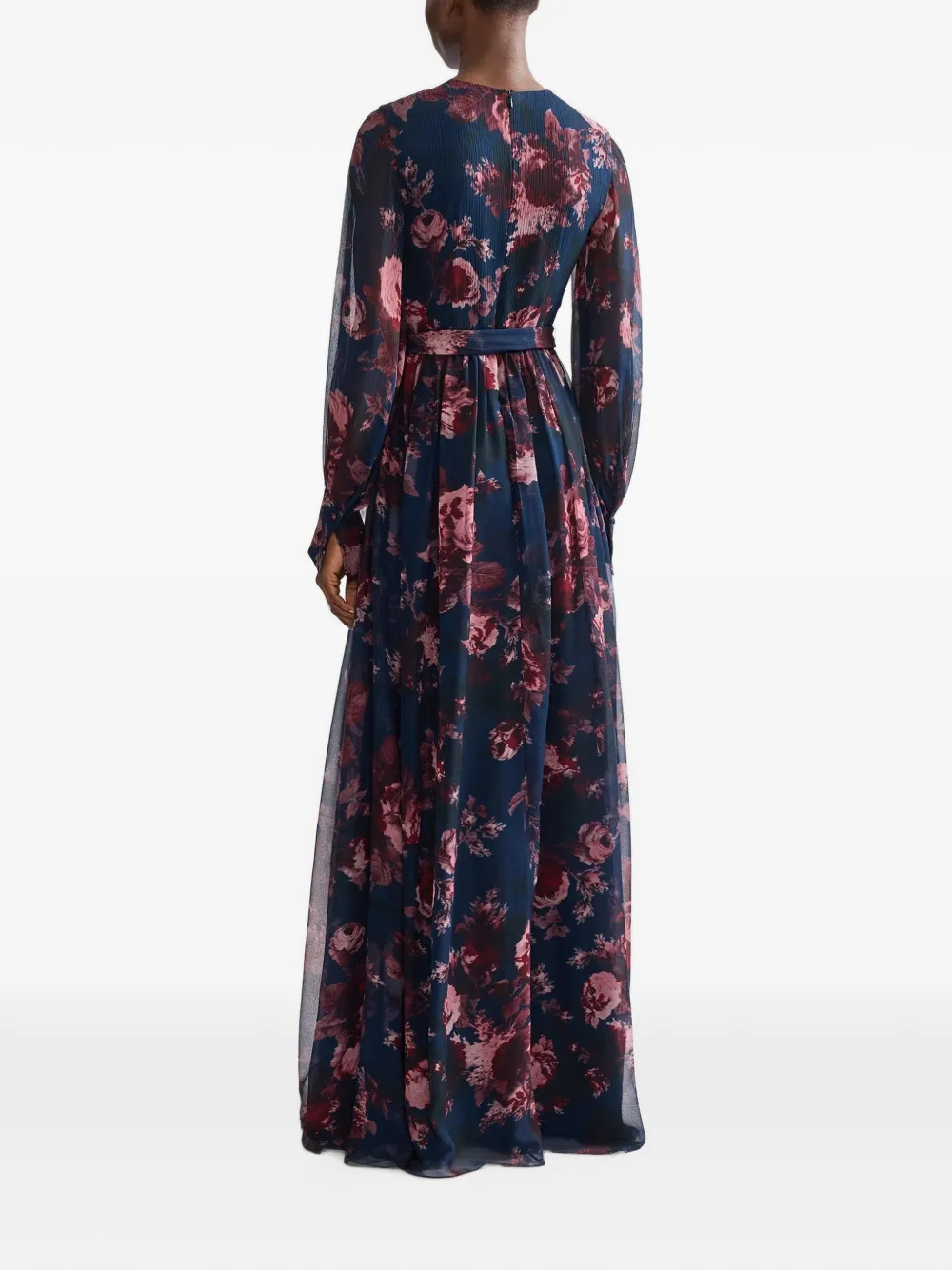 ERDEM Maxi Floral-print Silk-creponne Dress in Blue, view 4
