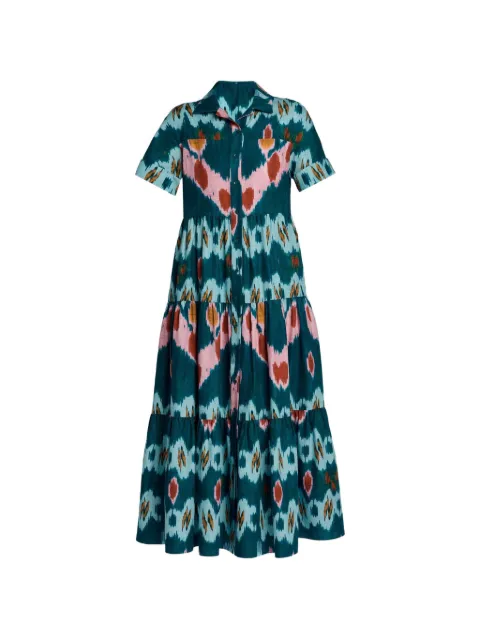 ERDEM ikat-print tiered shirt maxi dress
