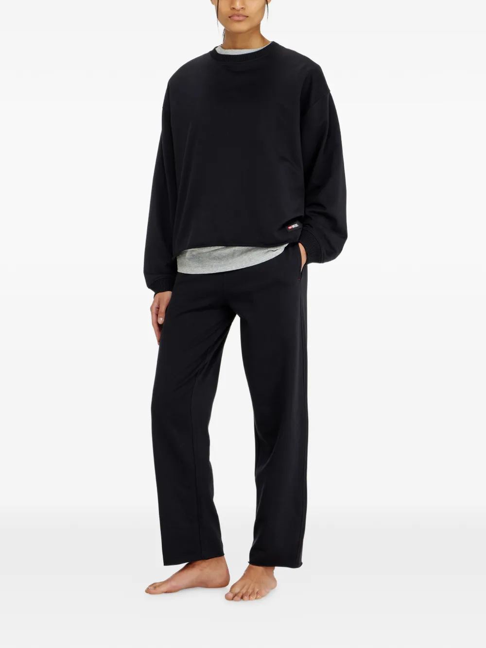Diesel Peached katoenen sweater met gerafelde afwerking Zwart