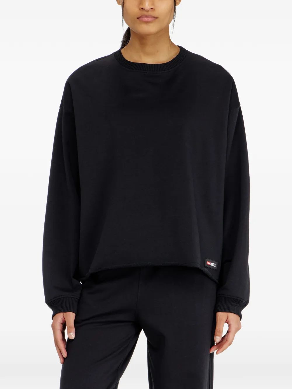 Diesel Peached katoenen sweater met gerafelde afwerking Zwart