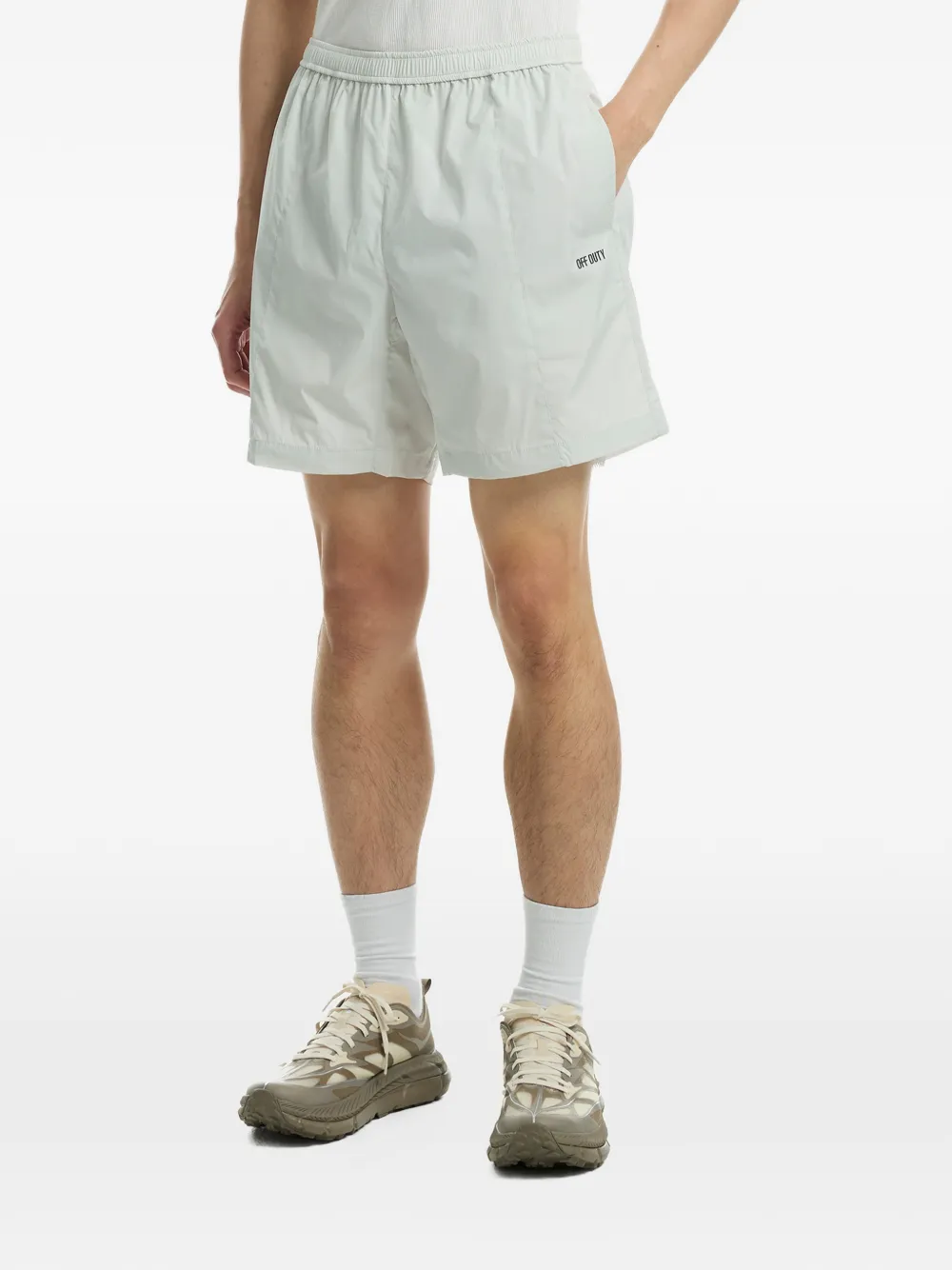 Off Duty logo-print drawstring shorts - Bianco
