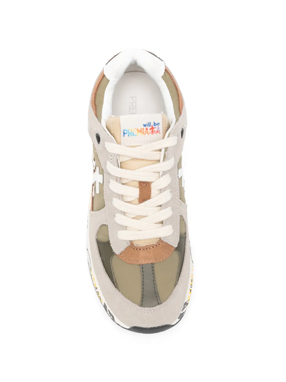 Premiata Kids Robin panelled logo-patch sneakers Beige