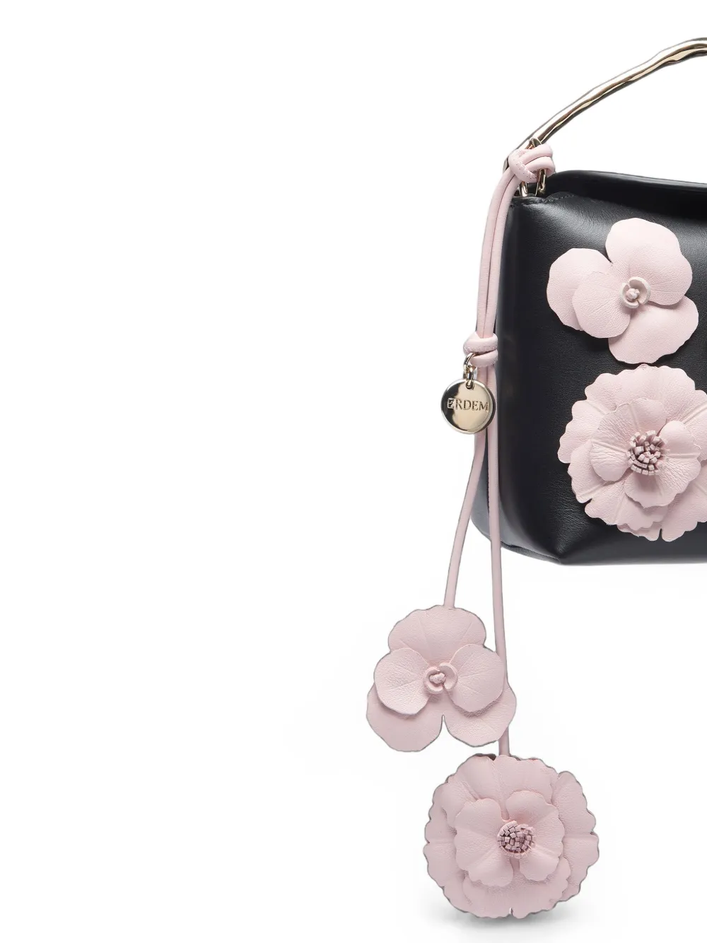 ERDEM Leren bedel met bloem Roze
