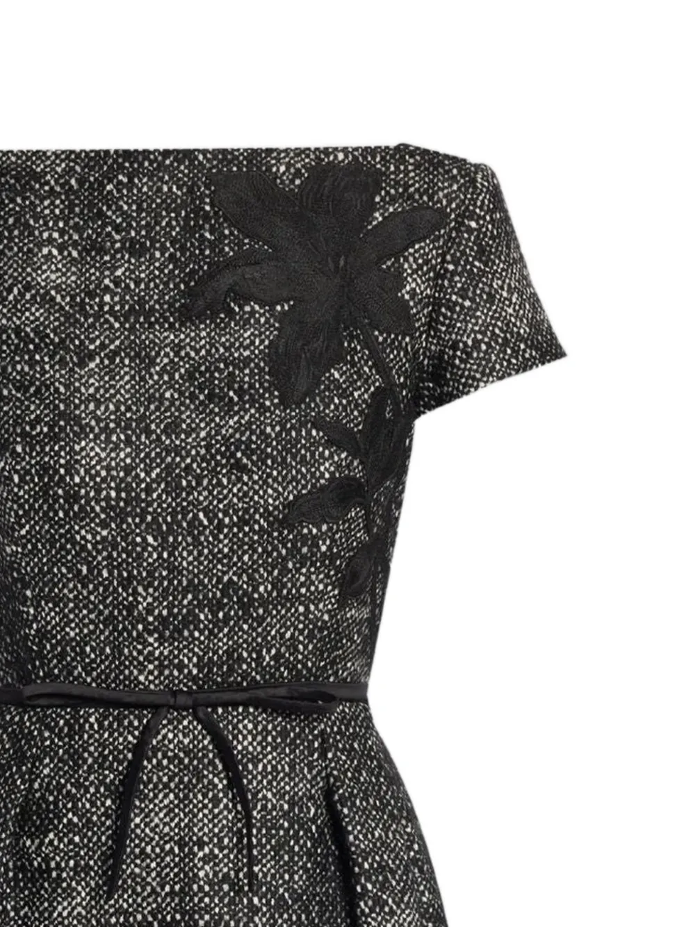 ERDEM Bouclé midi-jurk met geborduurde bloemen Grijs