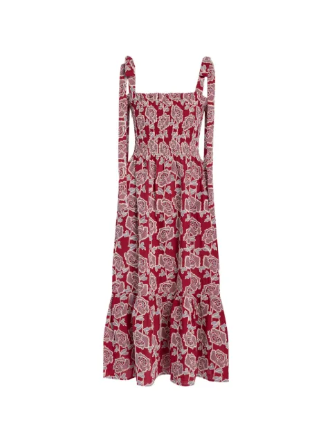 ERDEM floral-embroidered tiered midi dress