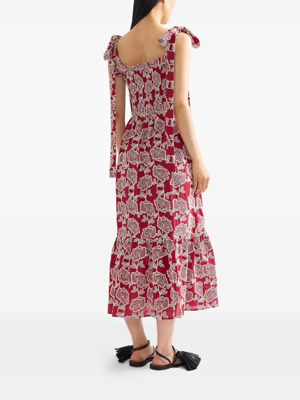 ERDEM Midi-jurk met geborduurde bloemen Rood
