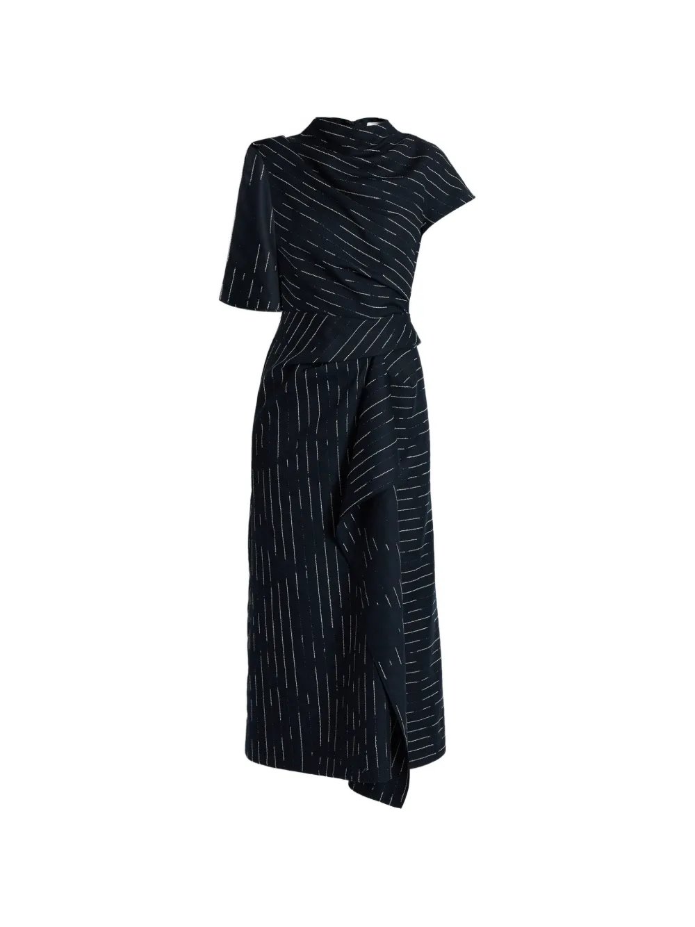 ERDEM Drapiertes Midikleid mit Streifen - Blau