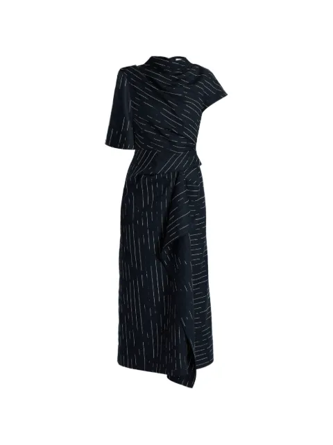 ERDEM striped draped midi dress