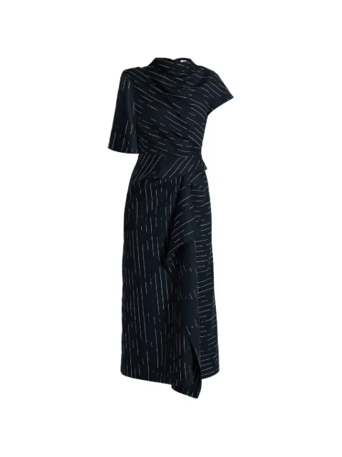 ERDEM striped draped midi dress