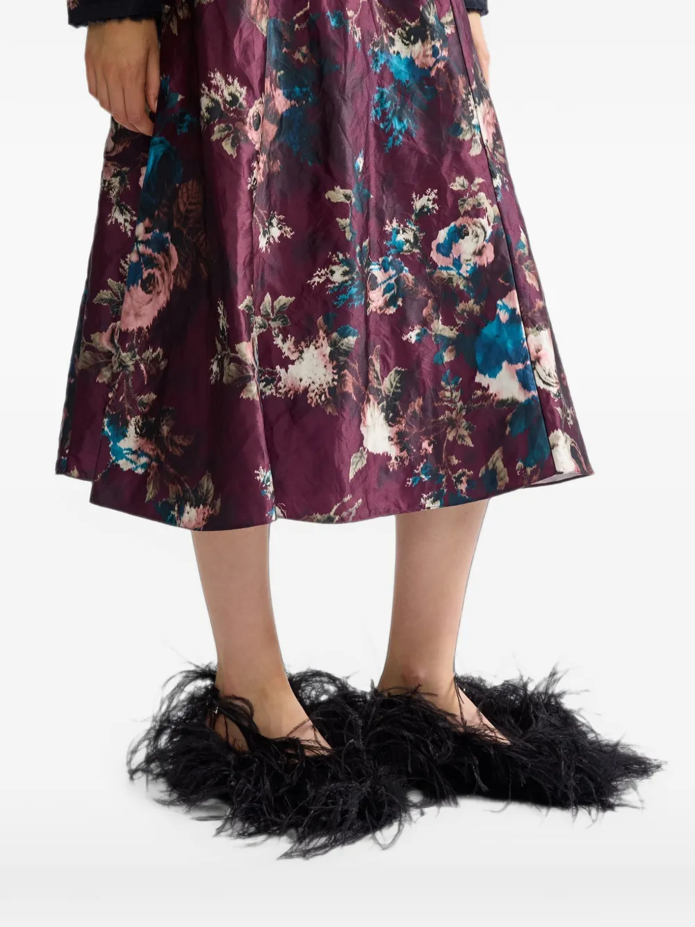 ERDEM Midi-rok met bloemenprint Paars
