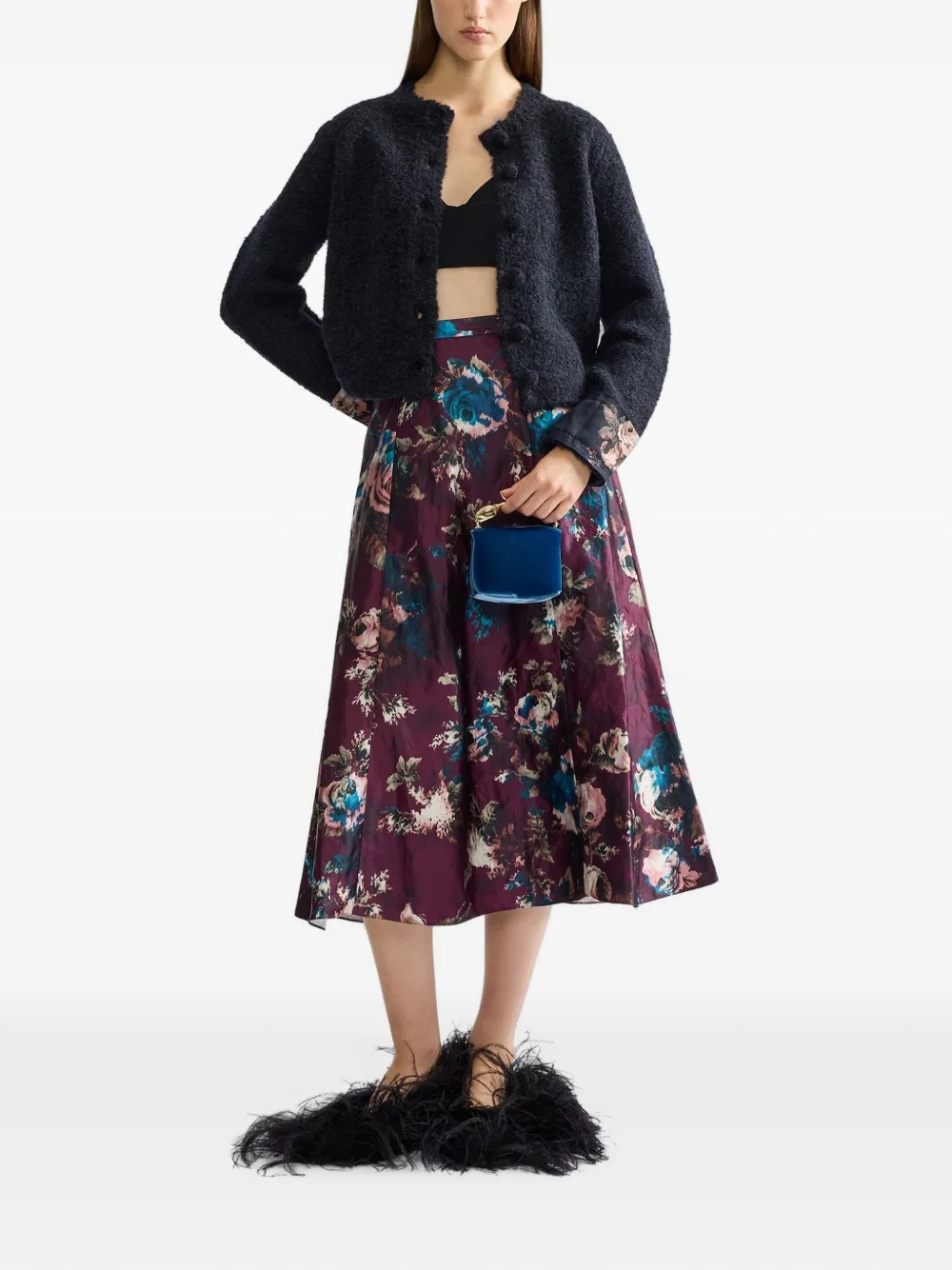 ERDEM Midi-rok met bloemenprint Paars