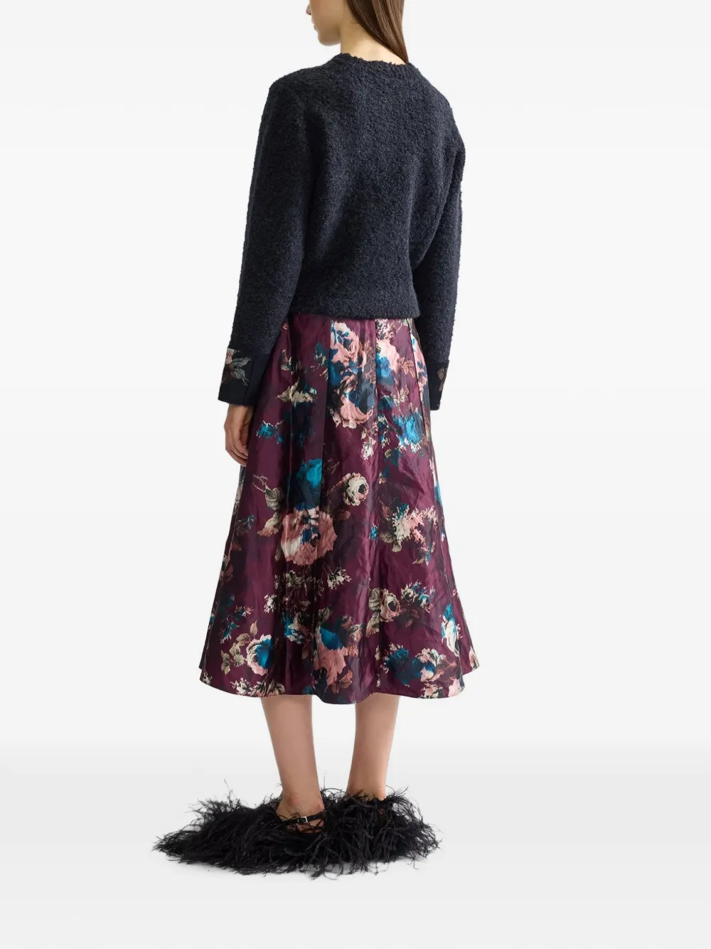 ERDEM Midi-rok met bloemenprint Paars