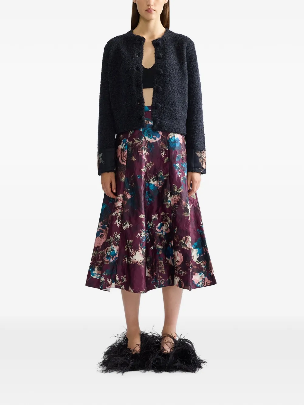 ERDEM Midi-rok met bloemenprint Paars