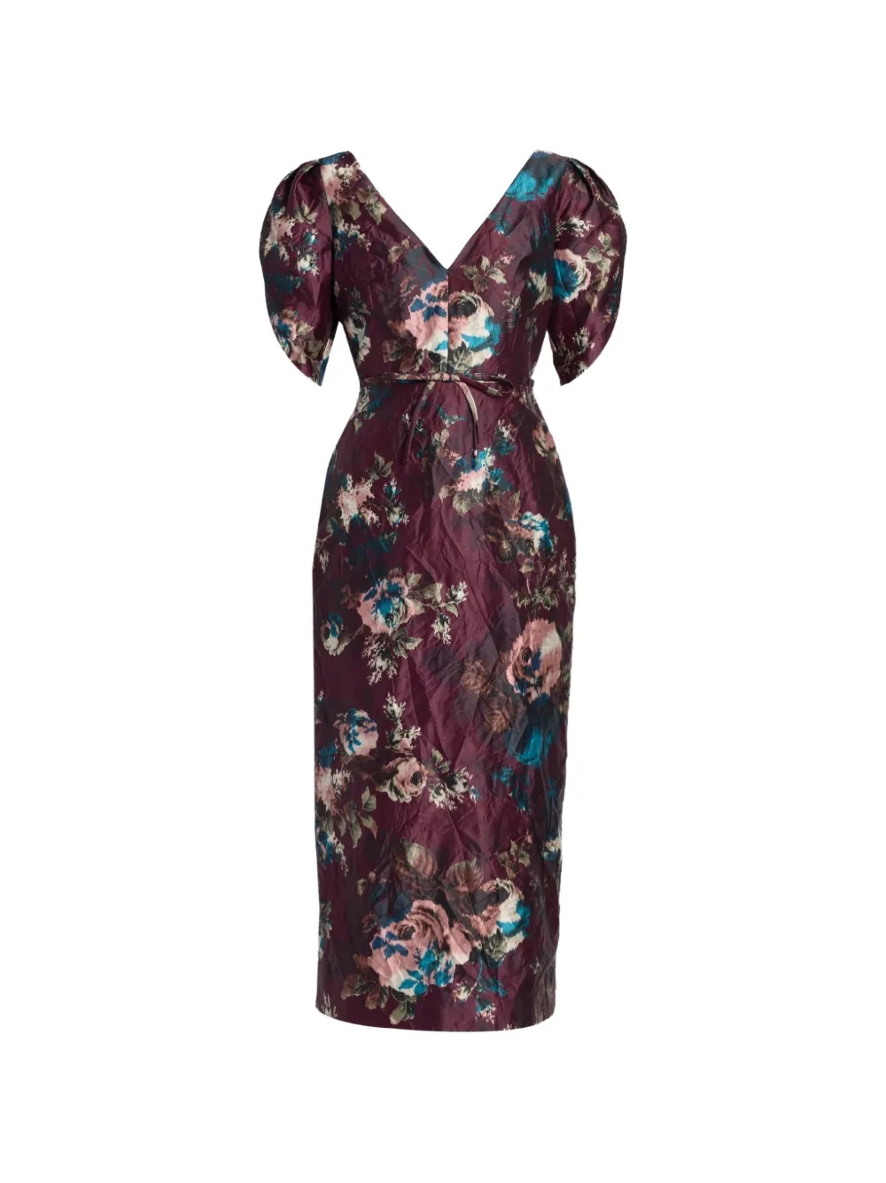 ERDEM midi floral textured satin dress