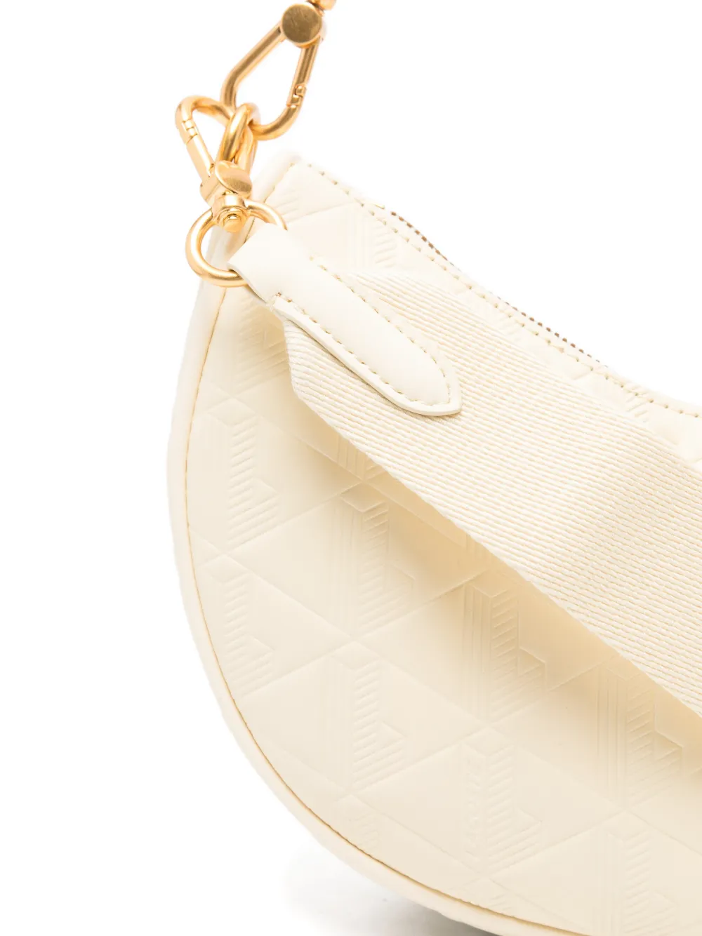 Lacoste Kleine Moon halvemaanvormige schoudertas met monogram-reliëf Beige