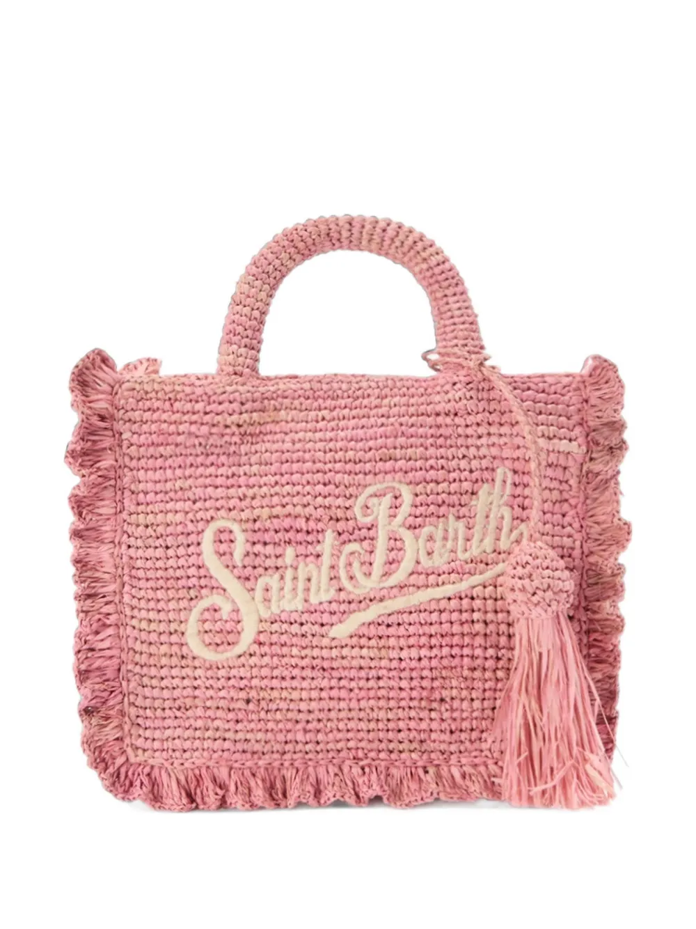 MC2 Saint Barth Volant Mini raffia bag with embroidered logo