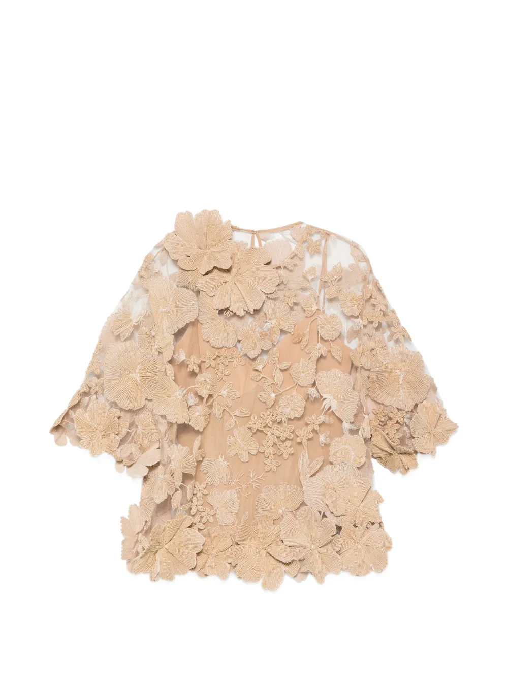 Elie Saab Top con applicazione a fiori - Toni neutri