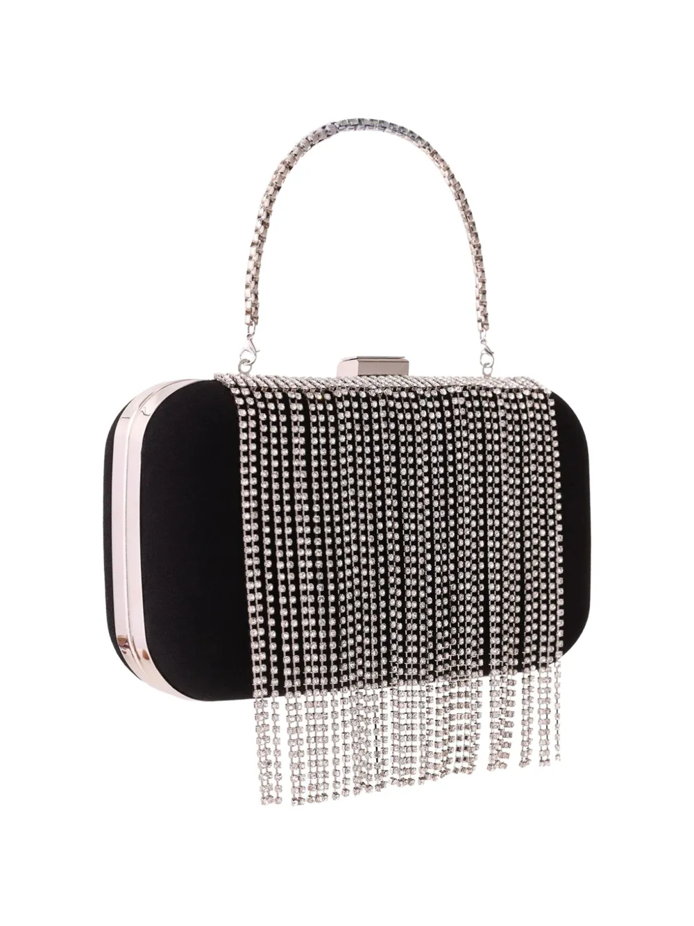 Gemy Maalouf Clutch met kristallen franje Zwart