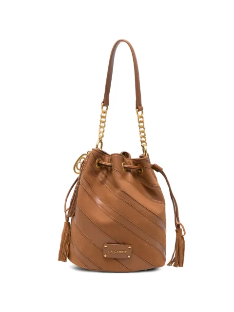 La Carrie diagonal-stripe bucket bag