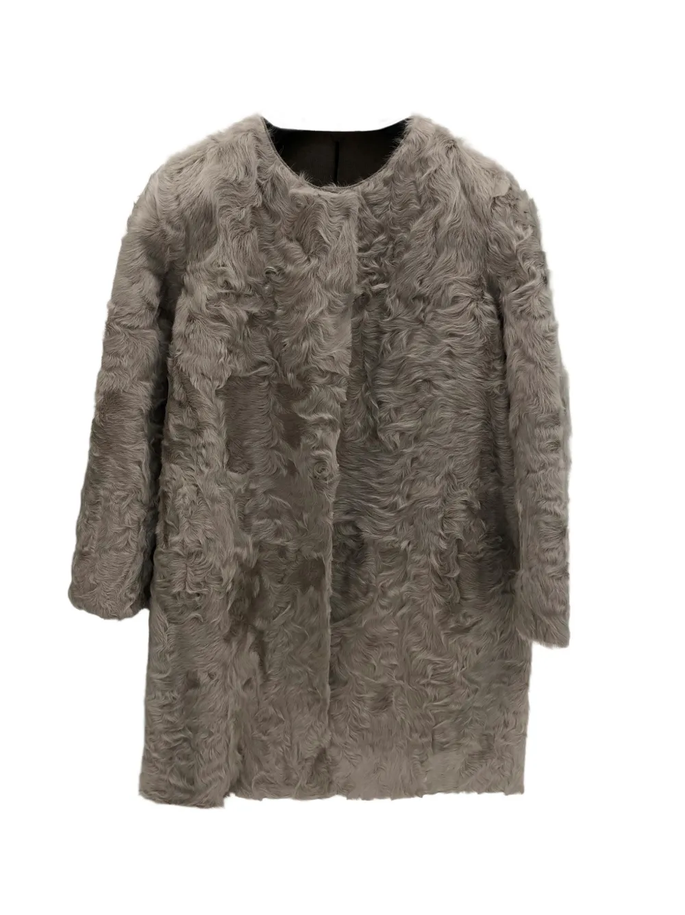 Simonetta Ravizza collarless midi faux-fur coat - Grigio