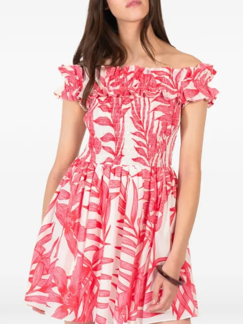 Poupette St Barth Amber palm-leaf ruffled dress